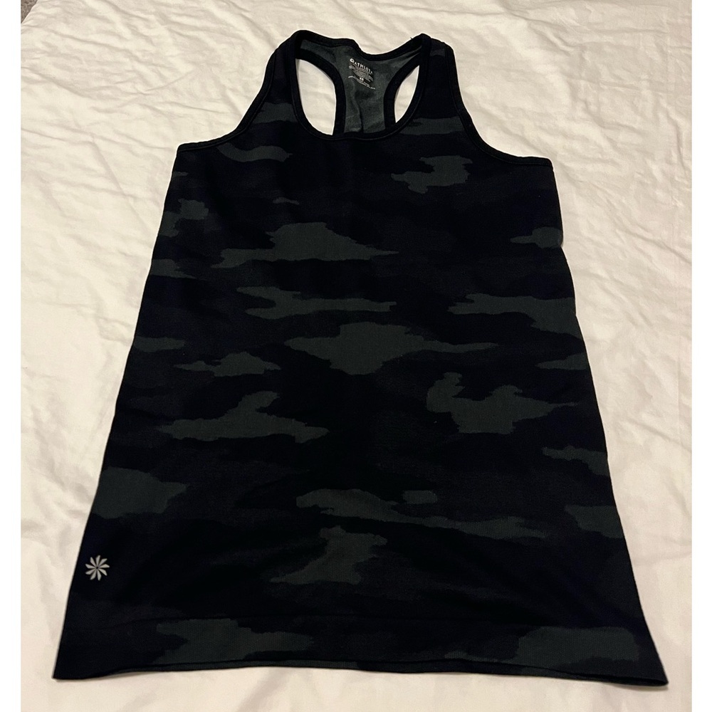 Athleta Black and Gray Camo Racerback Workout Tank Top